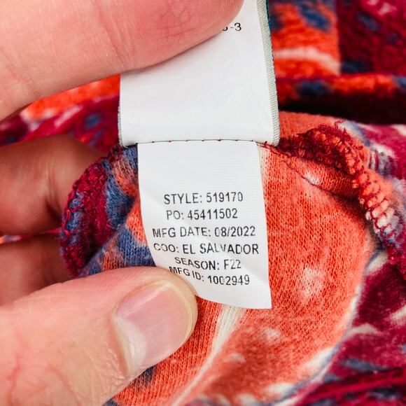 LL Bean Fleece Sweater Womens XL Cozy Cottage Funnel Neck Fair Isle Pullover Red - Picture 10 of 14